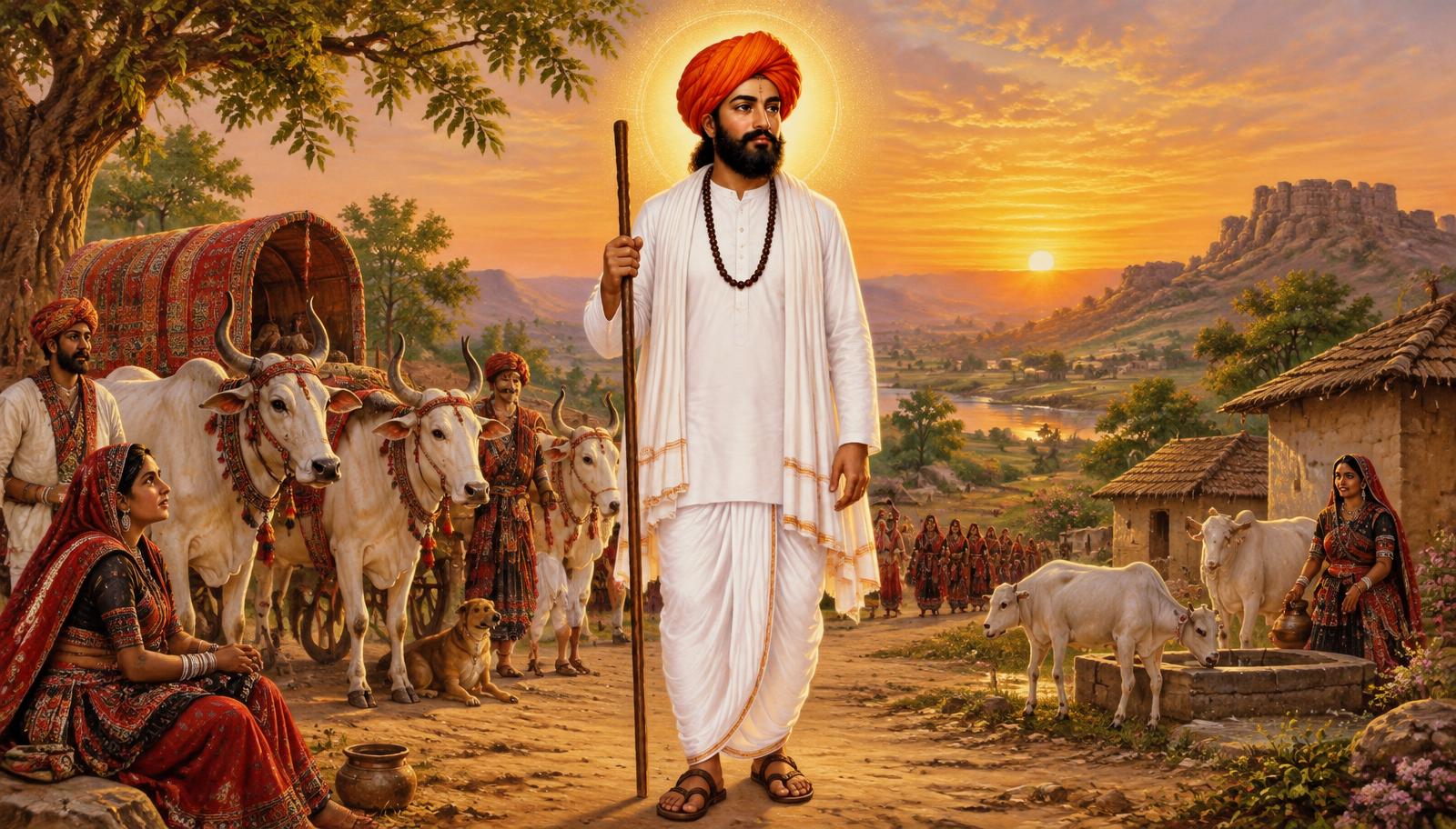 Devotional artwork of Sadguru Santh Shri Sevalal Maharaj with the Banjara community